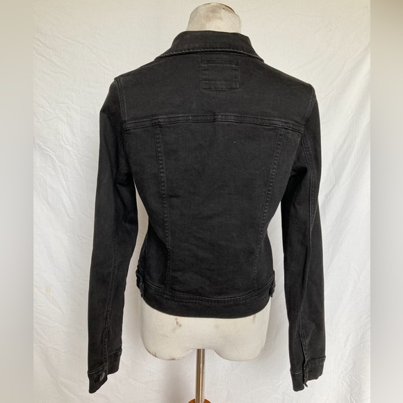 Wax Jean black rustic denim jean jacket button up jegging fabric,style basic - Picture 3 of 7